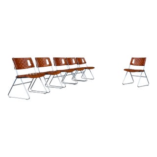 1970s Mid Century Chrome and Leather Dining Chairs by Chromecraft For Sale
