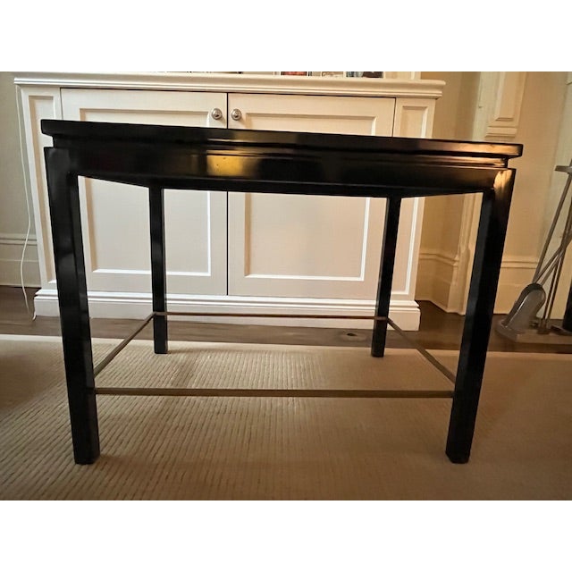 Wood Edward Wormley for Dunbar Walnut, Ebonized Wood & Brass Nesting Tables With Companion Side Table, Set of 4 For Sale - Image 7 of 9