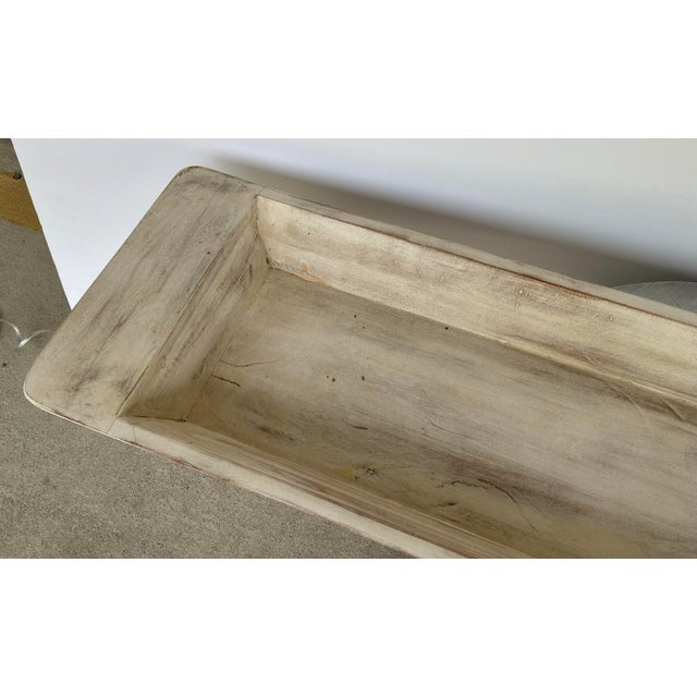 2020s Organic Modern Large Aged Cream Finished Wood Tray For Sale - Image 5 of 5