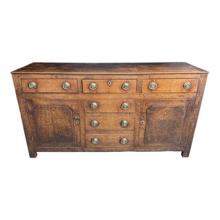 Antique Welsh Georgian Oak Dresser Base from Conway Valley, 1740 For Sale