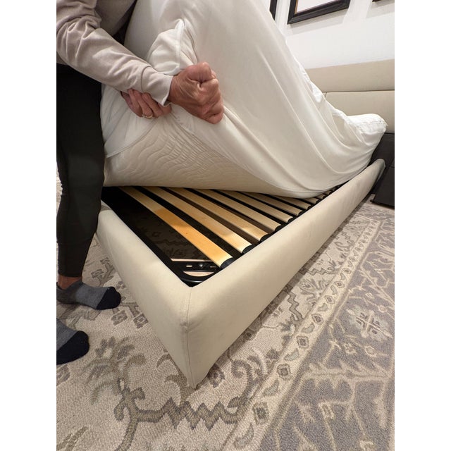 Almond Contemporary Huppé Plank King Bed and Side Tables For Sale - Image 8 of 12
