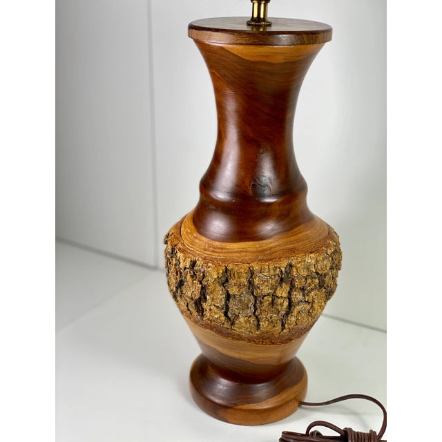 Late 20th Century Live Edge Turned Wood Table Lamp For Sale - Image 10 of 13