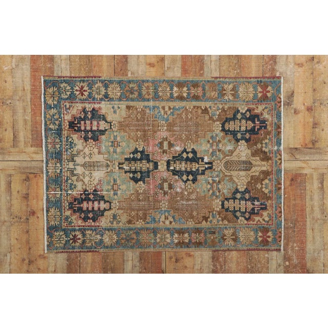 Brown Antique Persian Bakhtiari Rug - 04'03 X 05'09 For Sale - Image 8 of 9