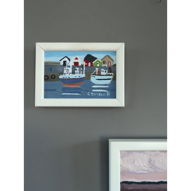 1988-1992 'Set of 4 Paintings' Vintage Original Naïve Style Small Original Landscape Oil Paintings, Framed For Sale - Image 4 of 11