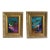 "Jeweled Sky" Pair of Mini Paintings With Vintage Frames by Jessalin Beutler For Sale