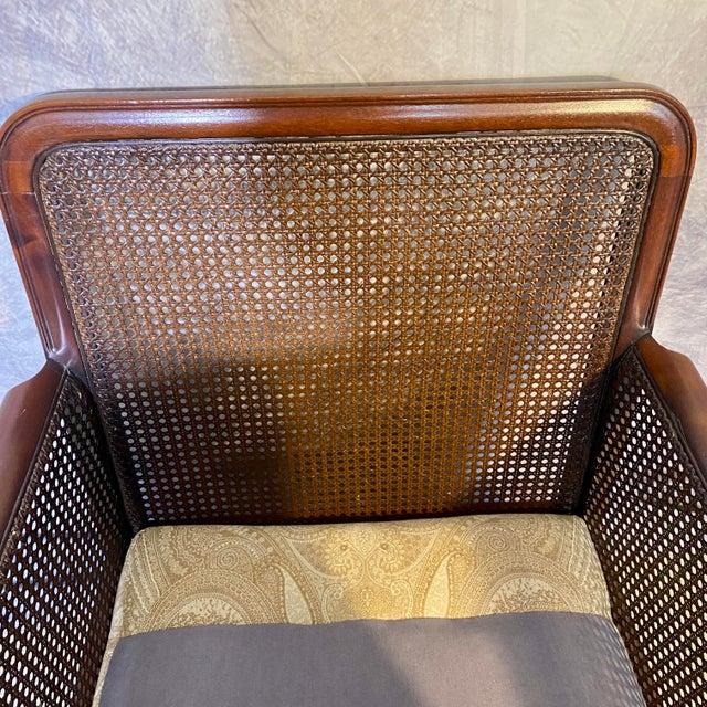 Vintage Cane Side Lounge Chair Upholstered For Sale - Image 9 of 18