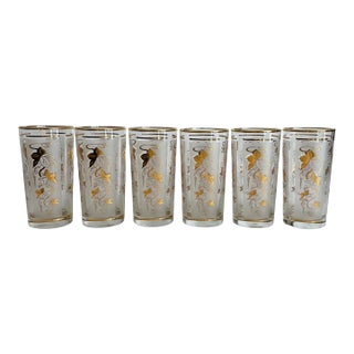 Vintage Libbey 22k Gold Leaf Ivy Highball Glasses-Set of 6-Mid Century Barware For Sale