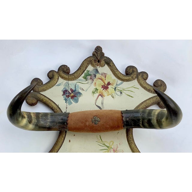 Late 1800s Steer Horn Plaque With Hand Painted Flowers For Sale - Image 6 of 7