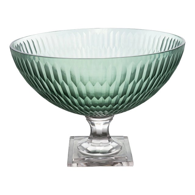 York Collection, Footed Crystal Bowl, Jungle Green For Sale