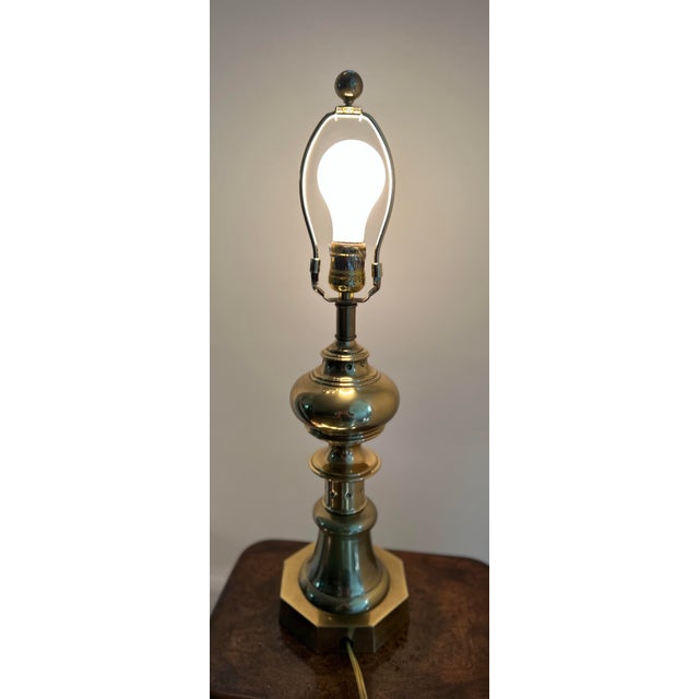 Shade not included. Last pic is to show shade ideas. Vintage Frederick Cooper solid brass table lamp, featuring a classic...