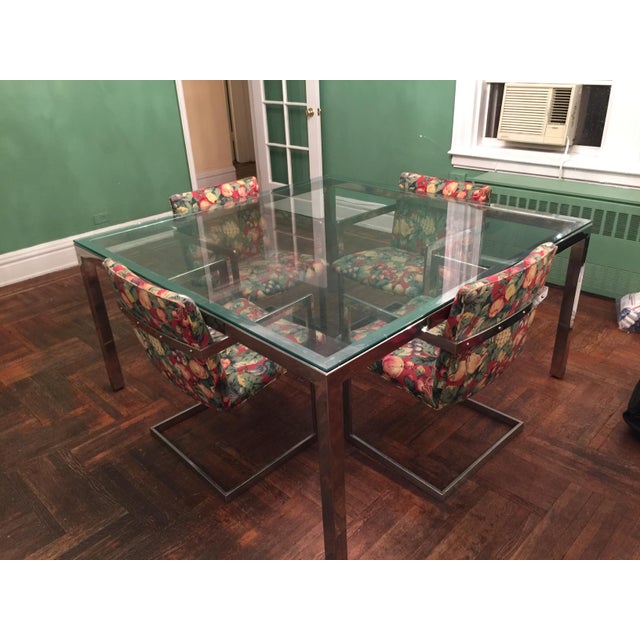 Vintage Roche Bobois Modern Chrome & Glass Dining Table ...