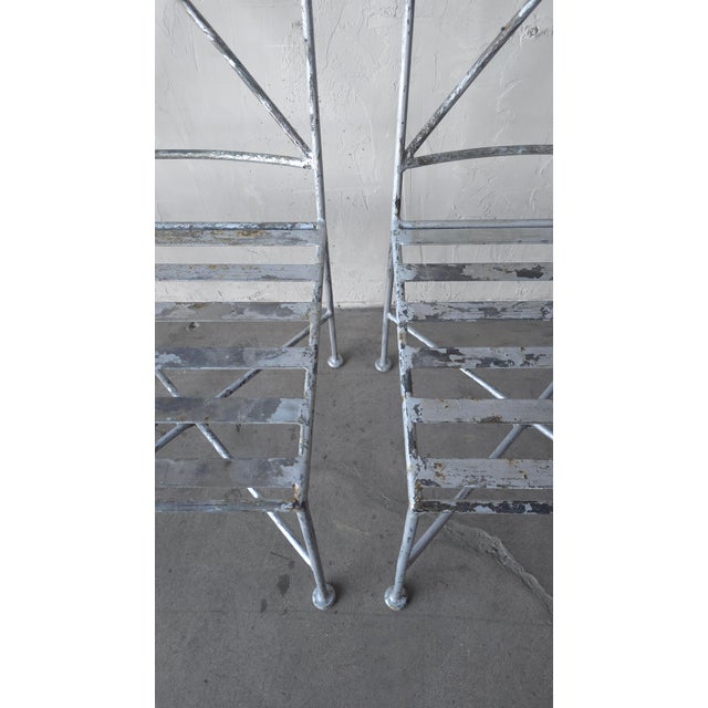 Set of 4 Vintage Industrial Iron Garden Patio Dining Chairs For Sale - Image 9 of 10