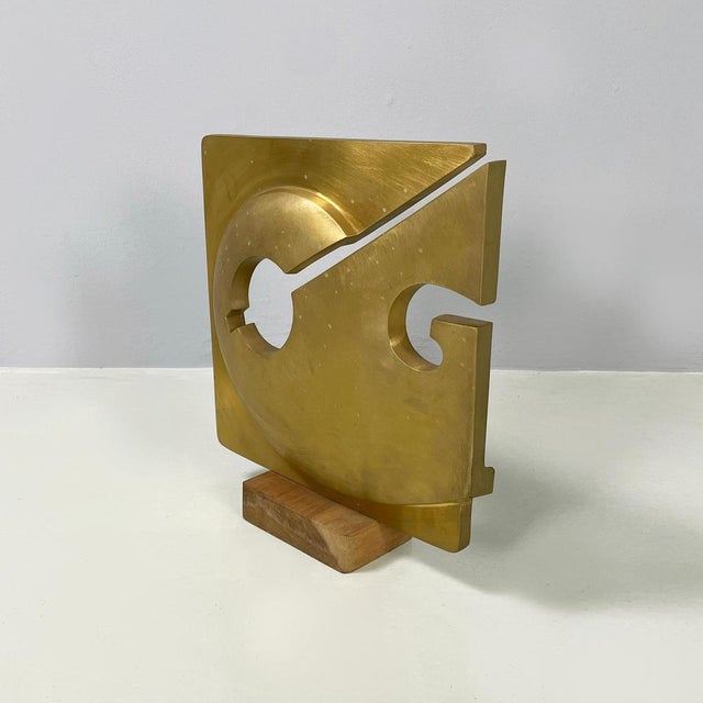 Brutalist Italian Modern Brutalist Brass Sculpture by Edmondo Cirillo, 1970s For Sale - Image 3 of 18