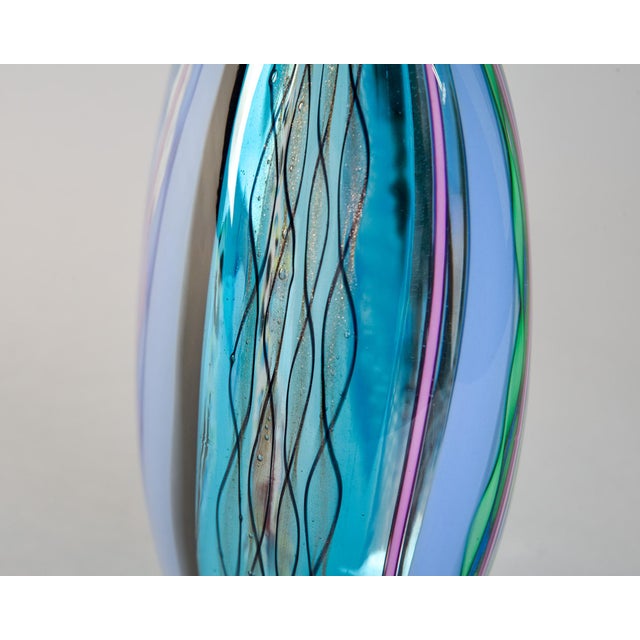 2010s Shades of Blue With Gold Signed Fabiano Zanchi Murano Glass Sculpture For Sale - Image 5 of 9
