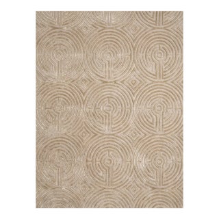 Lucca Hand-Tufted Maze Rug, Wheat Tan, 9x12 For Sale