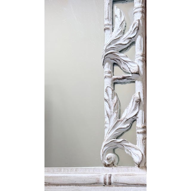 Hollywood Regency Hollywood Regency Serge Roche Style Carved Bamboo Palm Foliate Wall Mirror For Sale - Image 3 of 9