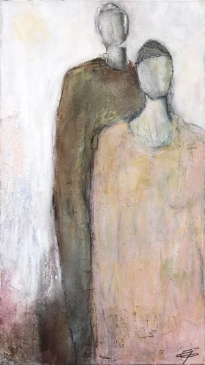 "0613" Contemporary Minimalist Figurative Mixed-Media Painting by Edith Konrad