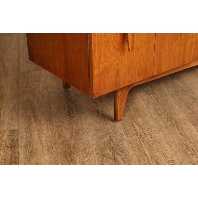 Mid Century Modern Sculpted Walnut Long Dresser For Sale - Image 9 of 18