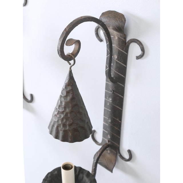 Arts & Crafts Antique Pair Arts & Craft Wall Sconces Copper and Metal Great Patina Unrestored For Sale - Image 3 of 12