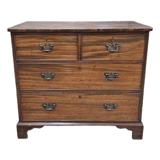Late 19th Century Mahogany Oak Lined 2 Over 2 Drawers Georgian Chest For Sale