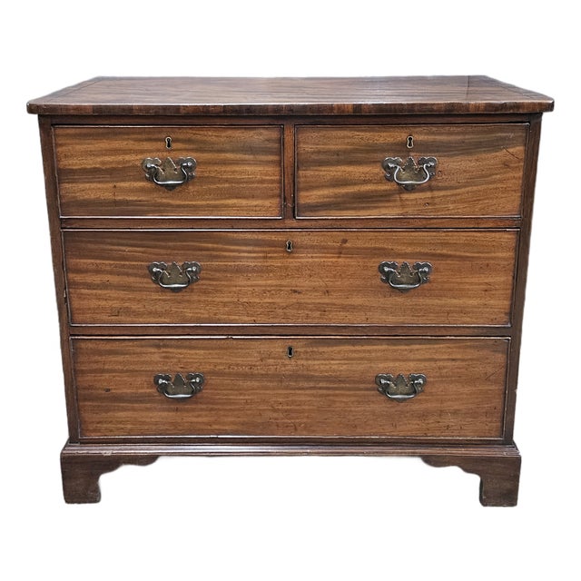 Late 19th Century Mahogany Oak Lined 2 Over 2 Drawers Georgian Chest For Sale