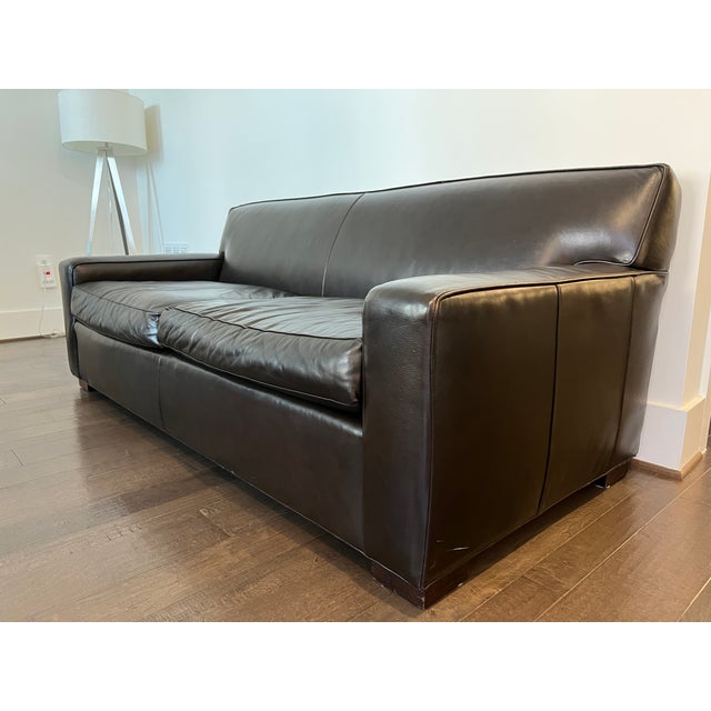 2010s Mitchell Gold + Bob Williams 2-Cushion Premium Top-Grain Leather Sofa in Espresso For Sale - Image 5 of 9