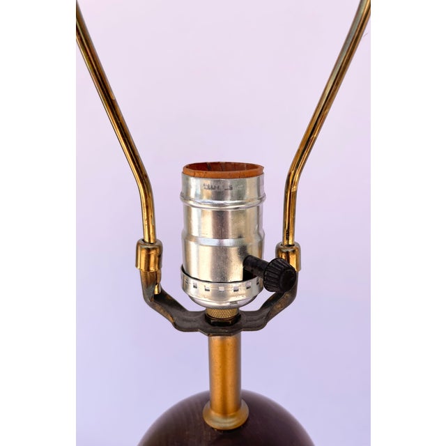 Vintage Roger Abbey Art Deco Wood Globe & Figural Table Lamp For Sale In Sacramento - Image 6 of 11