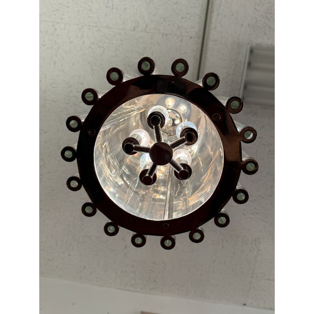 Robert Abbey Cole Nickel + Glass Rod 5 Light Pendant For Sale - Image 9 of 12