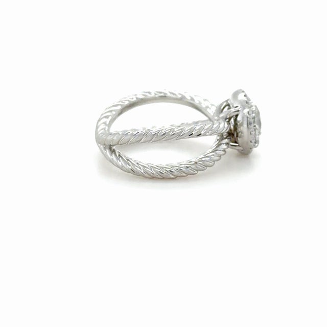 Early 21st Century David Yurman, 1.24 Carat Round Brilliant Diamond Crossover Cable Engagement Ring, Size 3.75 For Sale - Image 5 of 8