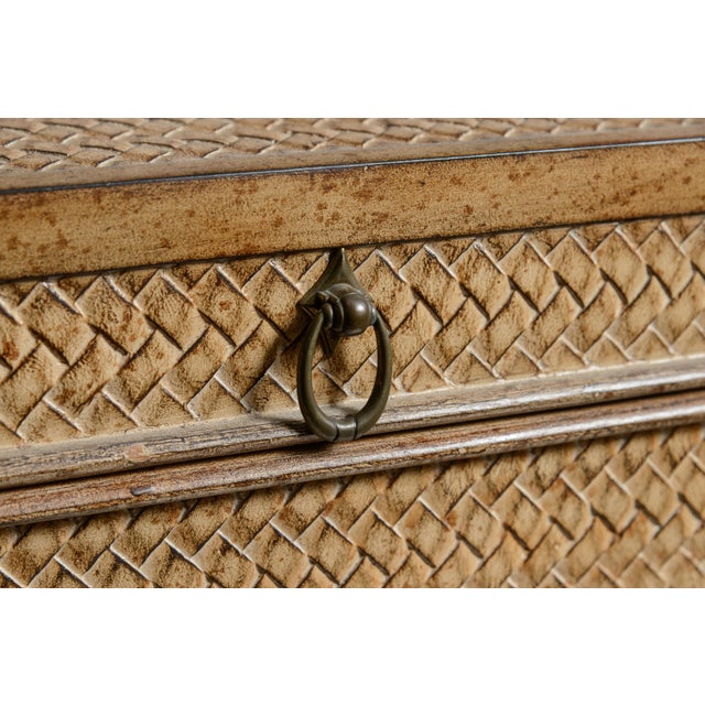 Vintage Faux Bamboo Trunk on Stand With Compartment For Sale - Image 12 of 17