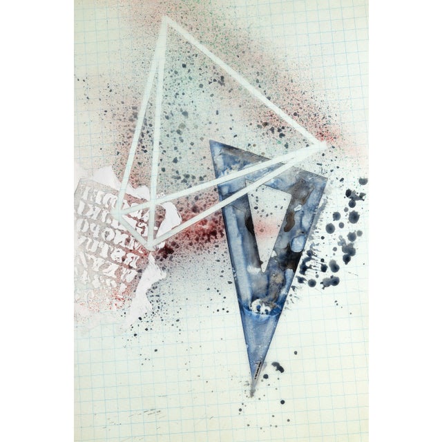 1980s 1980s Geometric Mixed-Media Painting on Mylar For Sale - Image 5 of 5