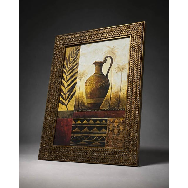 Early 21st Century Mediterranean Urn and Palm Tree Framed Wall Art For Sale - Image 5 of 5