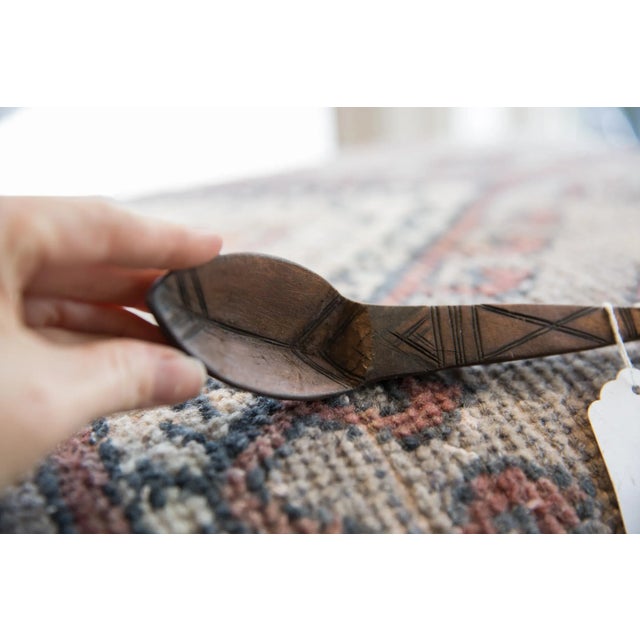 Wood Vintage African Wooden Instrument Design Spoon For Sale - Image 7 of 8