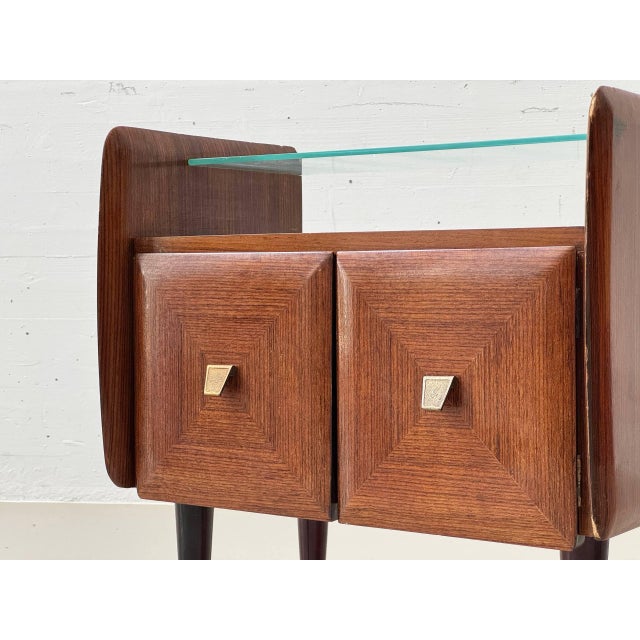 Mid-Century Modern Mahogany Bedside Table with Glass Tops, 1960s For Sale - Image 11 of 18