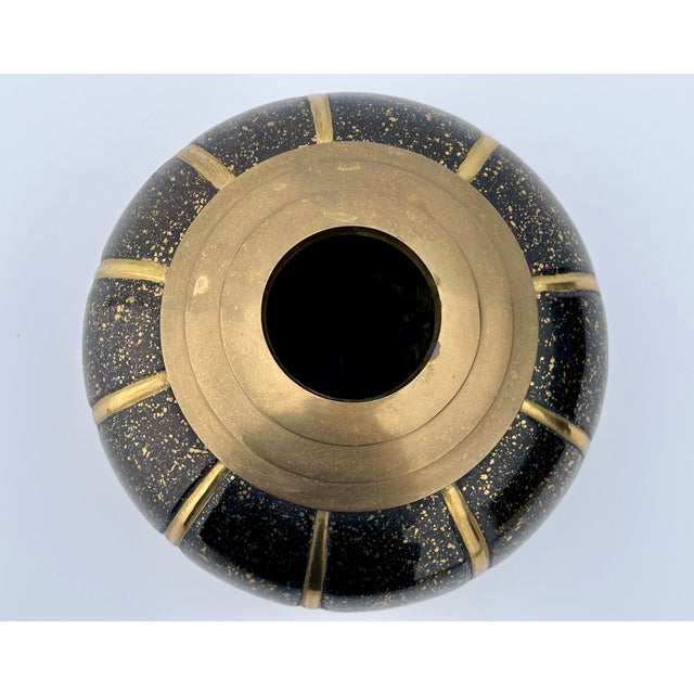 Postmodern Speckled Blackened Brass Vase For Sale - Image 3 of 4