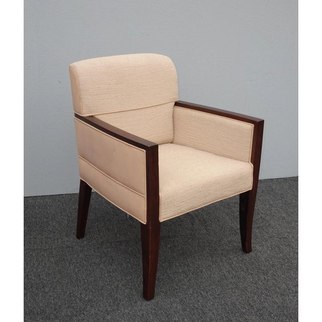 Vintage Baker Mid Century Peach Accent Chair Wrapped in Leather For Sale - Image 13 of 13