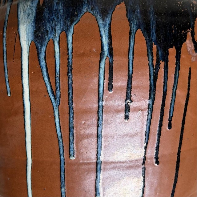 Large Japanese Drip Glazed Stoneware Tsubo Jar, 1970s For Sale - Image 12 of 18