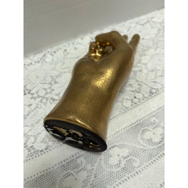 Iconic Gold Toned Figural Peace Sign Hand Decor Accent For Sale In Sacramento - Image 6 of 9