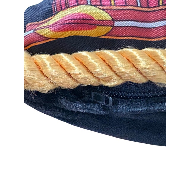Textile Vintage Salvatore Ferragamo Silk Leopard & Egyptian Motif Pillow For Sale - Image 7 of 8