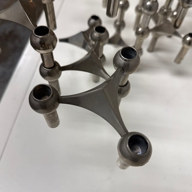 Werner Stoff & Hans Nagel for Stoff Chrome-Plated Modular Stacking Candleholders, Set of Twenty One For Sale - Image 10 of 12