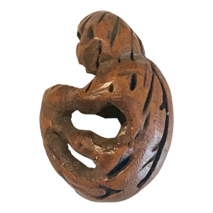 Antique Folk Art Monkey Seed Carving