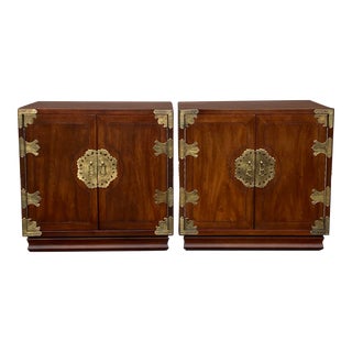 1970s Chinoiserie Campaign Nightstands by Henredon - a Pair For Sale