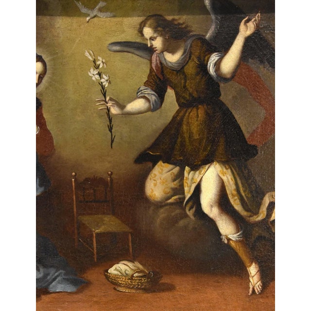 Scuola Toscana, Annunciation, 1650, Oil on Canvas, Framed For Sale - Image 4 of 16
