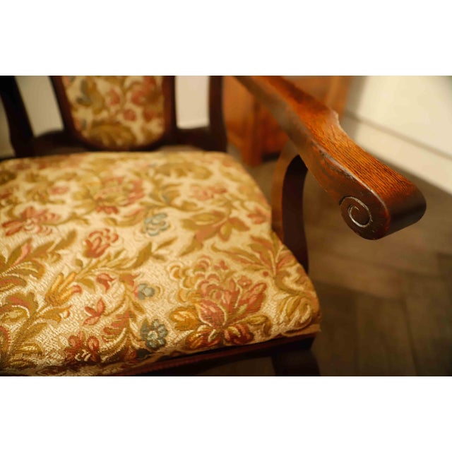 Antique Queen Anne Revival Carver Armchair with Floral Tapestry Upholstery, 1890s For Sale - Image 9 of 18