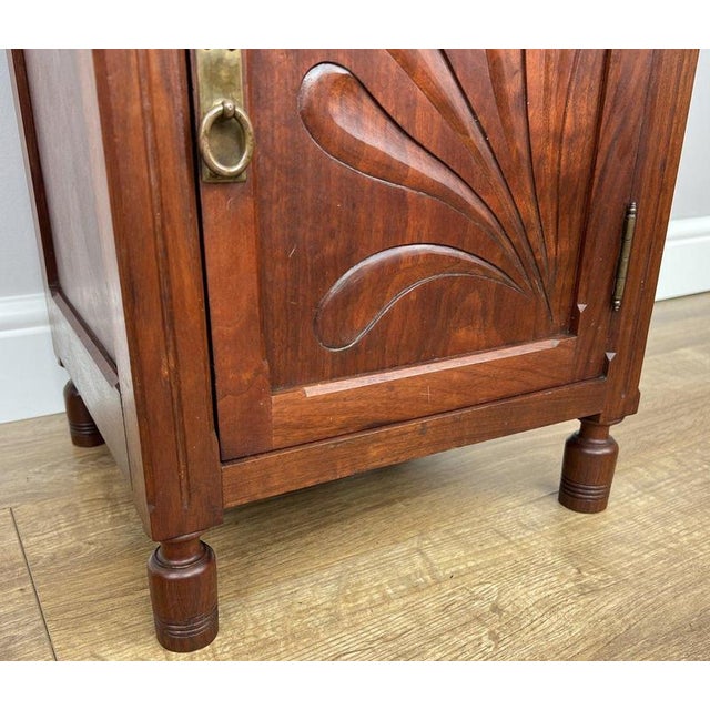 Metal Antique French Walnut Bedside Table with Marble Top For Sale - Image 7 of 12