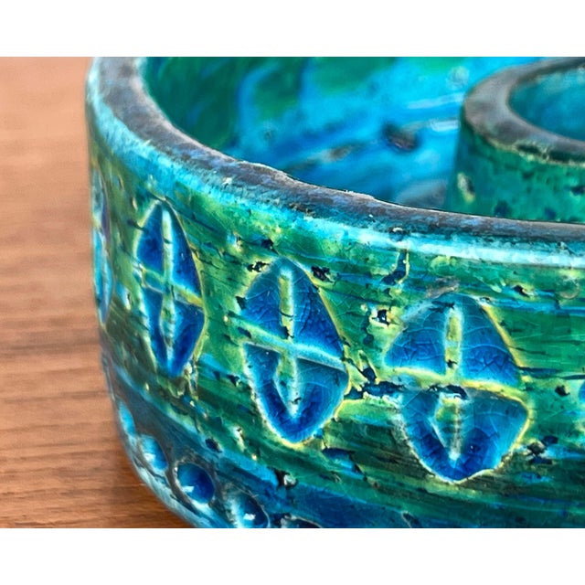 Bitossi Mid-Century Modern Rimini Blu Pottery Candleholder by Aldo Londi for Bitossi, Italy, 1960s For Sale - Image 4 of 18