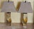 A gorgeous pair of large, wood look twisted stem resin table lamps with matching finials and suede lampshades. Features:...