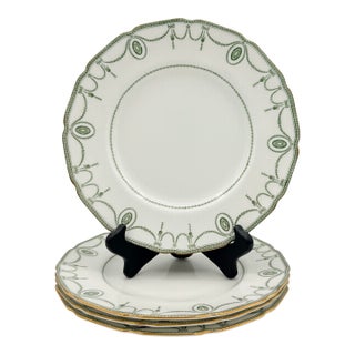 Antique Royal Doulton Countess Green & Gold Luncheon Plates, Set of 4 For Sale
