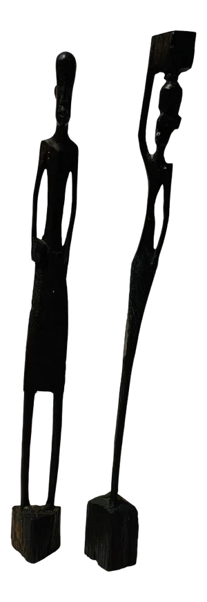 1980s African Wood Figures From Kenya - a Pair