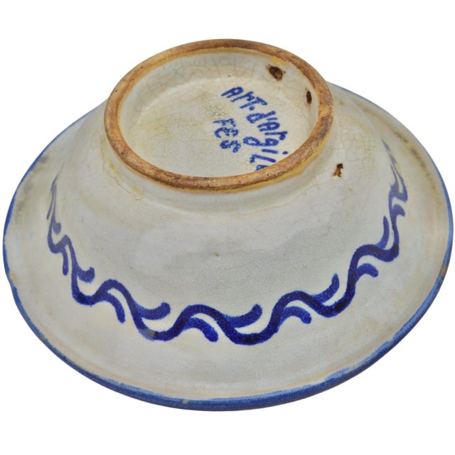 Early 20th Century Moroccan Judaica Blue Ceramic Bowl For Sale - Image 10 of 10